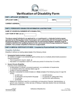 Verification of Disability Form - Blank Fillable Template | Fill Out ...