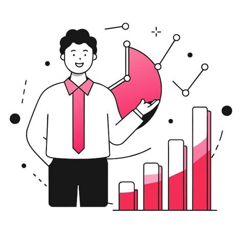 Chart business illustration of a man | Premium AI-generated vector