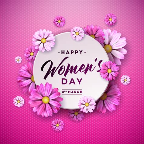 8 March. Happy Womens Day Floral Greeting card 304943 Vector Art at ...