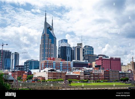 Daytime Skyline View of Downtown Nashville, Tennessee With Iconic ...