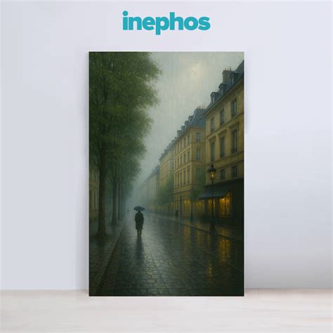 Paris Street in Rain Canvas Wall Art | Elegant European Street Scene w ...