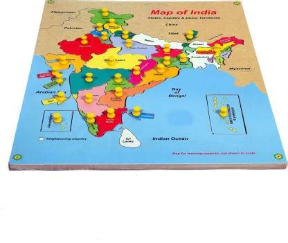 Toyvala Educational Imported Pinewood Wooden Board/ Indian Map /Puzzle ...