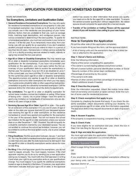 Round Rock Texas Application for Residence Homestead Exemption ...