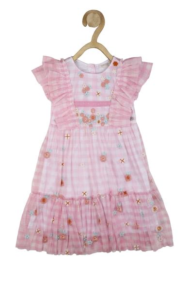 Buy Girls Pink Check Partywear Dress Online - 792601 | Peter England