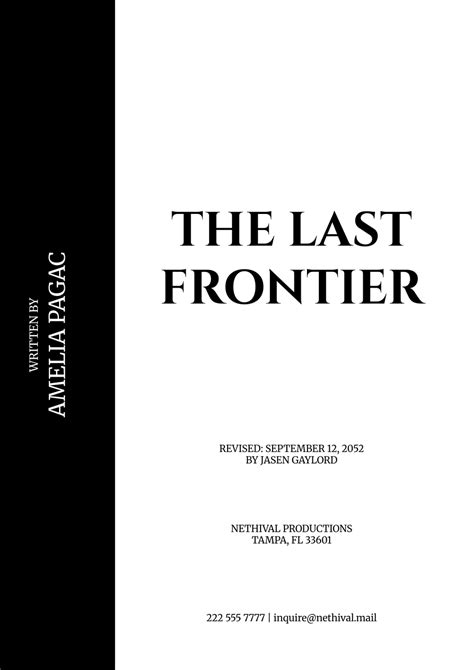 Free Screenplay Cover Page Templates to Edit Online