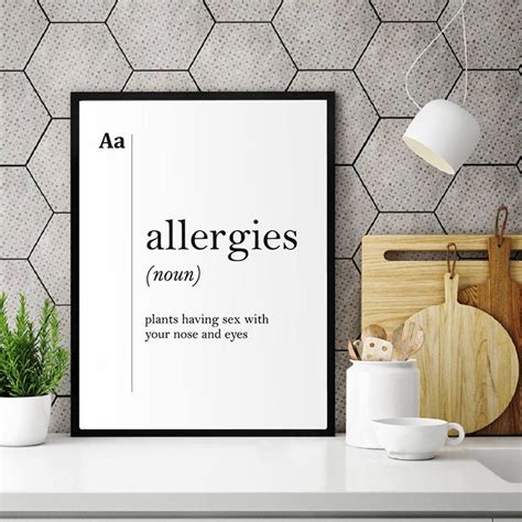 Allergies Funny Definition Poster Allergy Doctor Gift Minimalist Scandinavian Typography ...