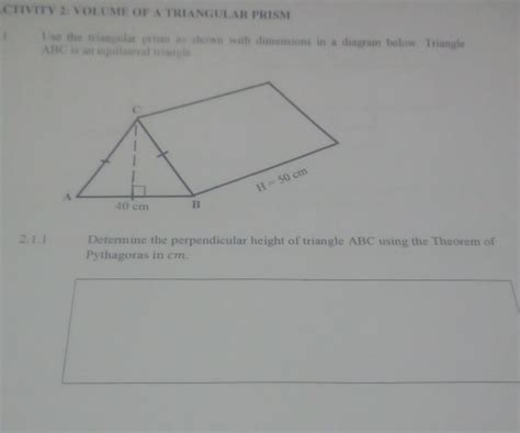 Image result for Triangular Prism Volume Question Diagram