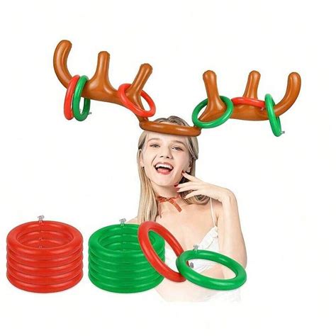 Christmas Decoration 1pc Inflatable Antler Collar Game With 4 ...