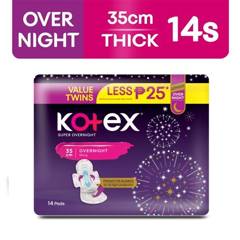 Kotex Super Overnights Feminine Pads 35cm Value Packs - 14 pads ...