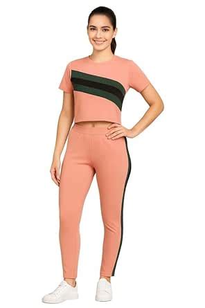 Buy Chrome & Coral Women's Peach Stretchable Dry Fit Polyester Blend ...