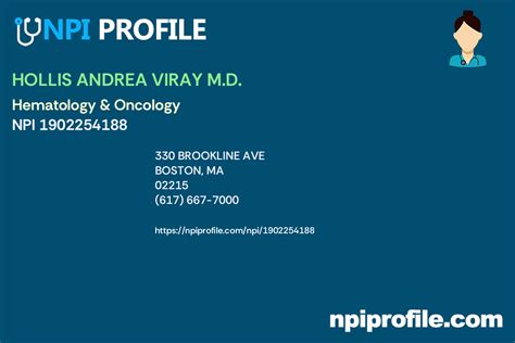 HOLLIS ANDREA VIRAY M.D. - NPI (190) ***-**** - Internal Medicine in Boston, MA