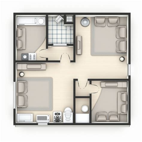 2 Bedroom Apartment Floor Plan | Stable Diffusion Online