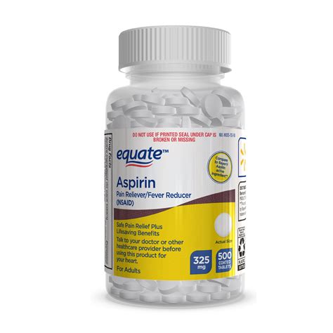 Equate Aspirin Tablets 325 mg, Pain Reliever and Fever Reducer (NSAID ...