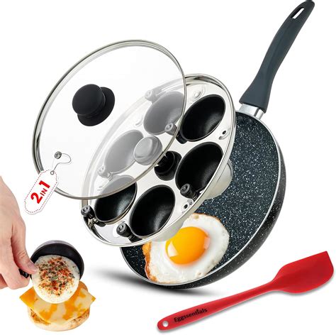 Egg Poacher Pan & Poached Egg Maker, Granite Egg Poacher with 6 Cups ...