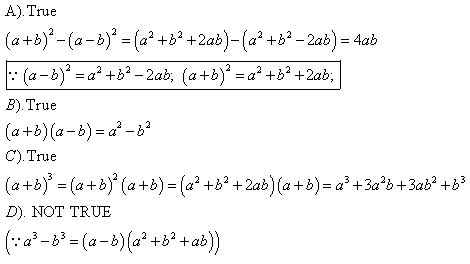 Which of the following statements is NOT true for all real numbers a ...