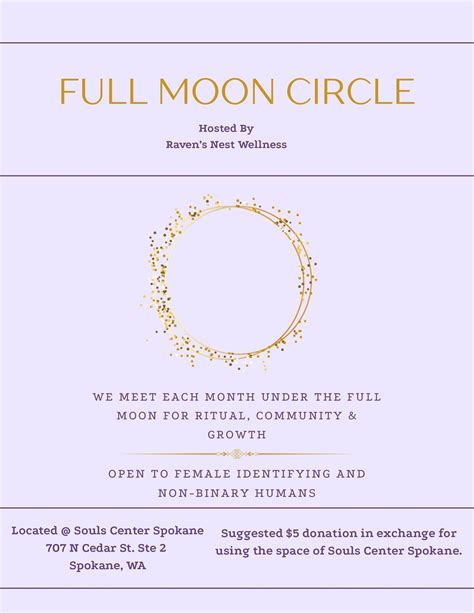 Full Moon Circle (Female & Non-Binary Identifying), 707 N Cedar St. 1A ...