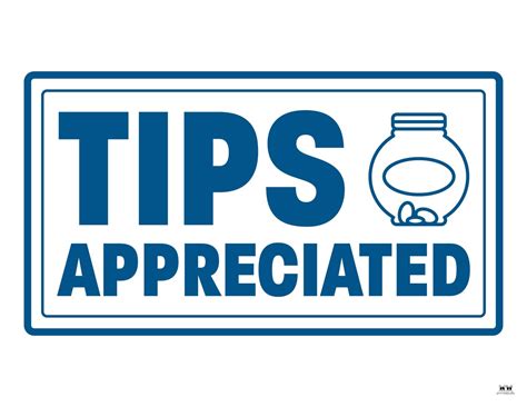 Tip Jar Signs - 12 FREE Printables | Printabulls