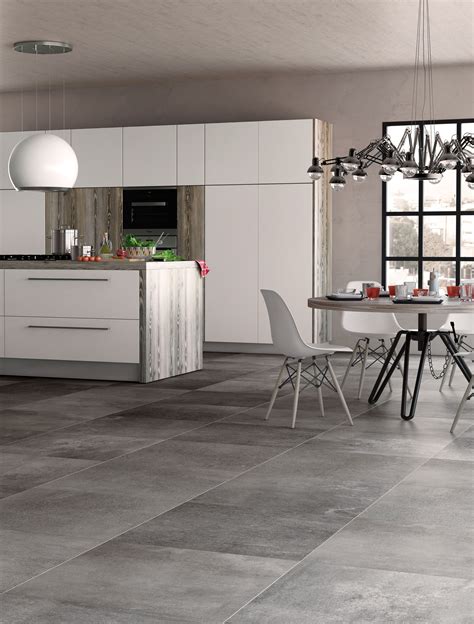 grey textured kitchen floor tiles