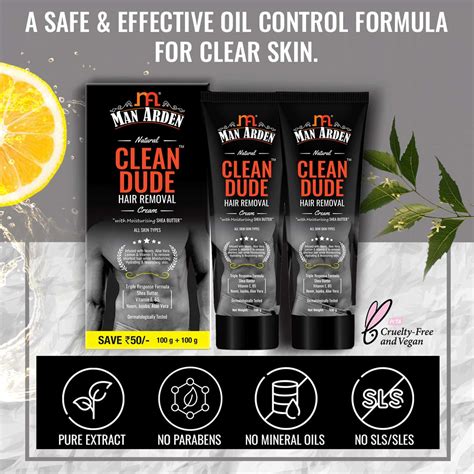 Buy MAN ARDEN NATURAL CLEAN DUDE HAIR REMOVAL CREAM FOR MEN ALL SKIN ...