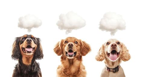 Dog talk bubble adorable dogs with blank cloud bubble collage on white ...