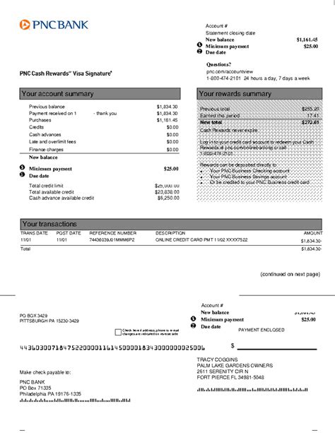 PNC Credit - Account # XXXX XXXX XXXX 7522 Statement closing date 11/10 ...