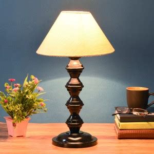 foziq Beige Fabric Shade With Black Metal Base Table Lamp Price in ...