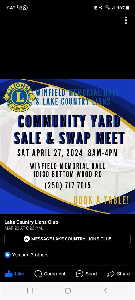 Community Yard Sale & Swap Meet, Winfield Memorial Hall, Lake Country ...