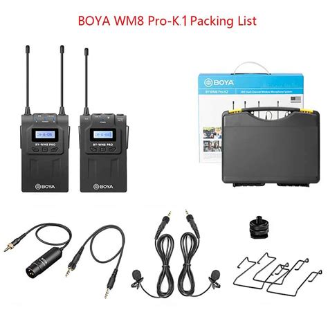 BOYA WM8 Pro-K1 UHF Wireless Lavalier Microphone System Audio Recorder ...