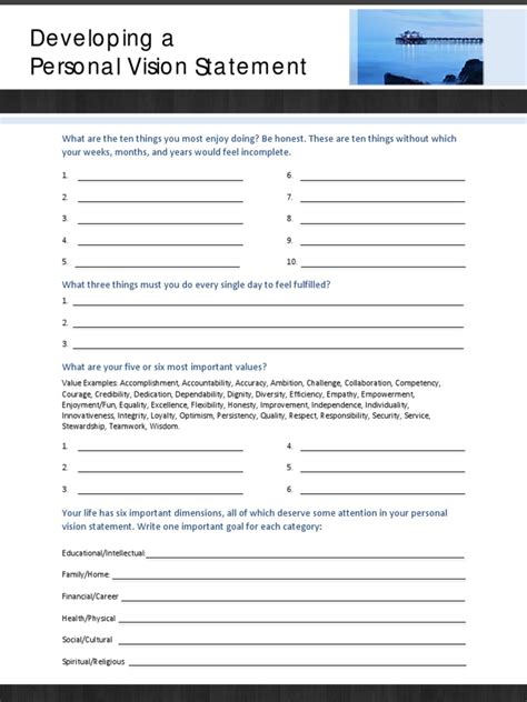 Developing A Personal Vision Statement | PDF | Human Nature | Cognition