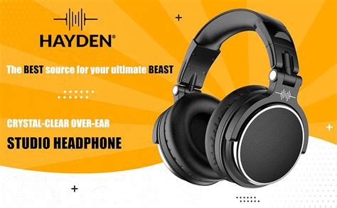 hayden HY-HD10 Professional Studio Headphones Over-Ear, 50mm Drivers ...
