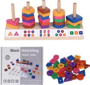 Jr. Billionaire Wooden Five Sets Of Column Matching Game Block Children ...