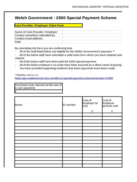 Fillable Online Care Provider / Employer Claim Form Fax Email Print ...
