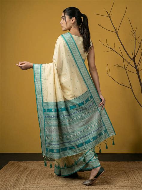 Handloom Soft Silk Saree with Zari Woven Motifs Contrast Traditional B ...
