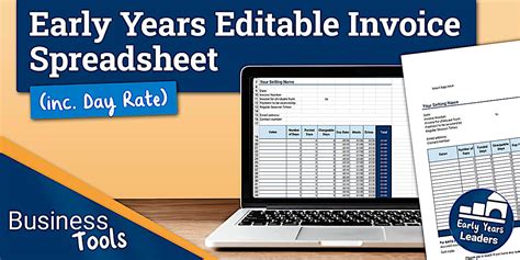 Early Years Editable Invoice Template (inc. Day Rate)
