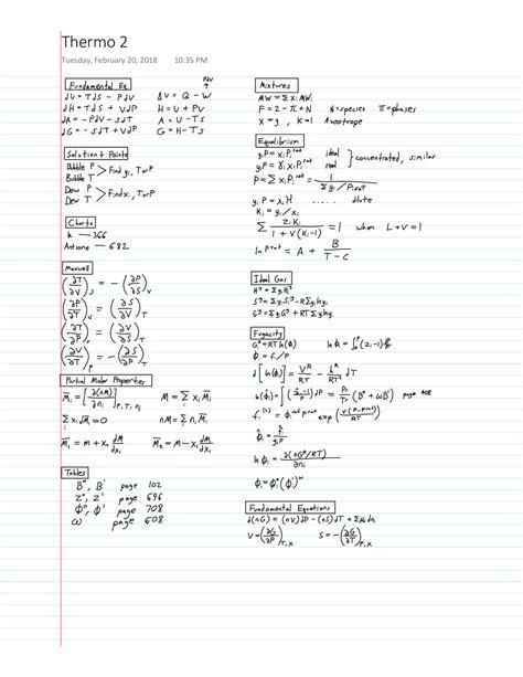 Thermodynamics 2 Cheat Sheet | Cheat Sheet Engineering | Docsity