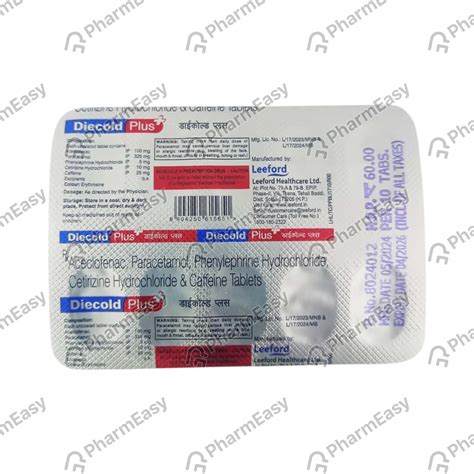 Buy Diecold Plus Strip Of 10 Tablets Online & Save Up to 24% at PharmEasy