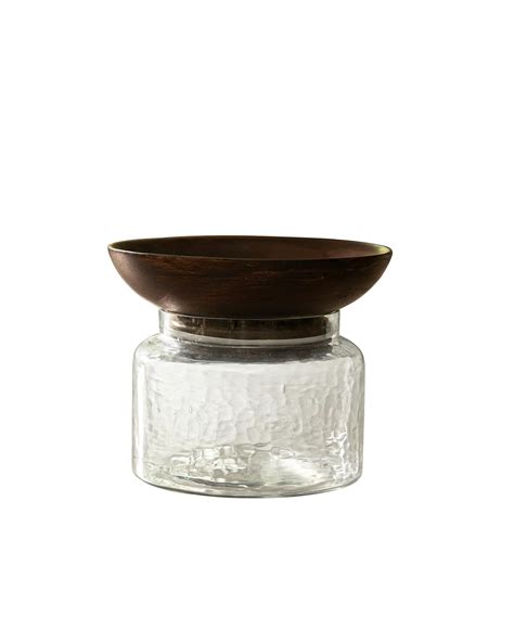 Buy Ellementry Tashi Glass Jar with Wooden Nut Bowl - Small Online at ...