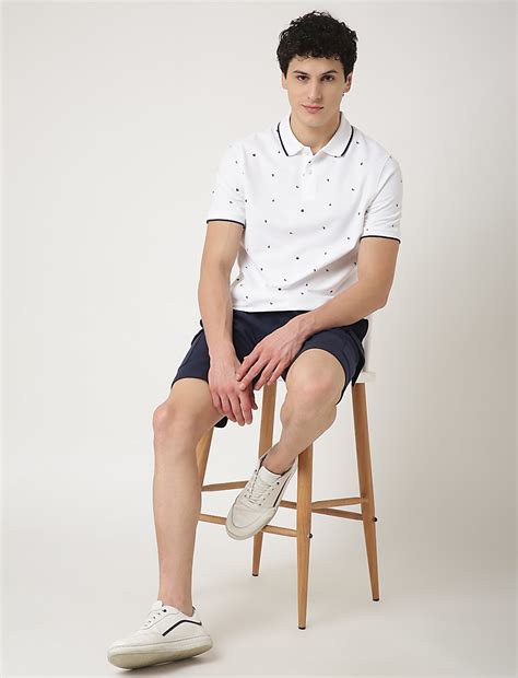 Buy Pure Cotton Geometric Polo Neck T-Shirt at Marks & Spencer