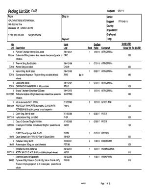 Fillable Online hpicanada Packing List SS 10455 ShipDate - HPIC ...