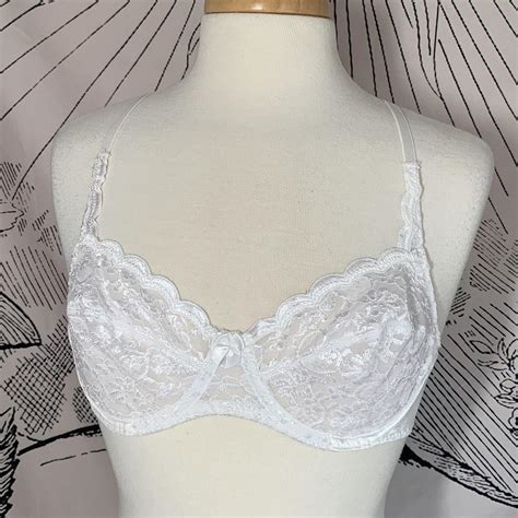 WHITE LACE SEE THROUGH BRA This bra is in perfect... - Depop