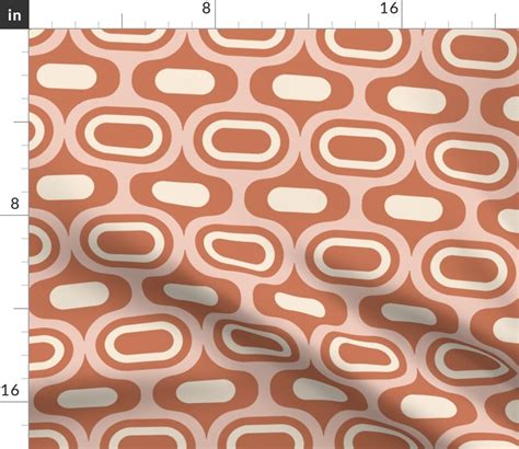 Pink Mod Retro 1960S Terracotta Blush Large Scale Custom Printed Fabric ...