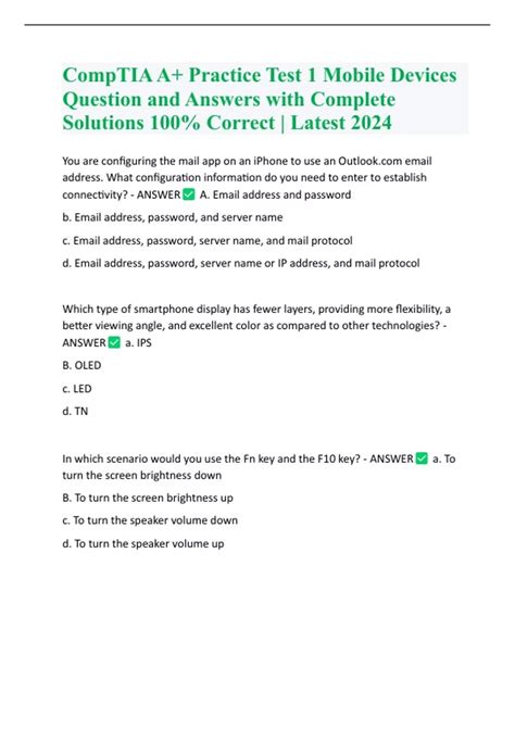 CompTIA A+ Practice Test 1 Mobile Devices Question and Answers with ...
