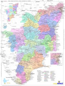 Map of { TAMIL NADU } with Towns, Highways-Rail and District Boundaries ...