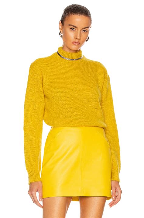 TOM FORD Brushed Mohair Mock Neck Sweater in Mustard | FWRD