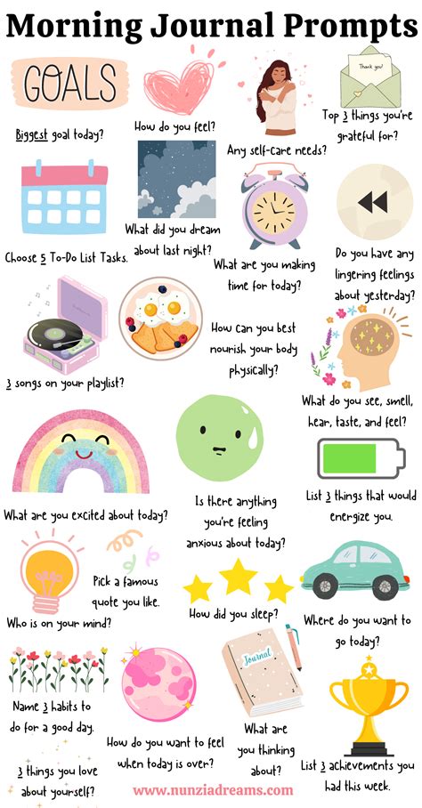 24 Morning Journal Prompts for a Great Day - NunziaDreams | Morning ...