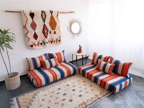 Colorful Moroccan Floor Couch Cover Set – Berber Theme