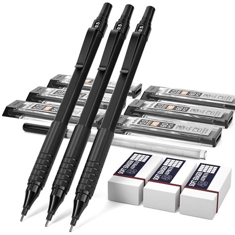 Buy Nicpro 0.5 mm Mechanical Pencils Set with Case, 3 Metal Artist ...