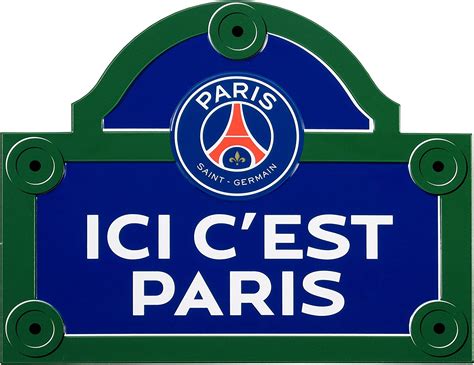 PSG Ici C'est Paris Plaque de Rue Metal Multicolore 25 x 20 x 0,5 cm ...