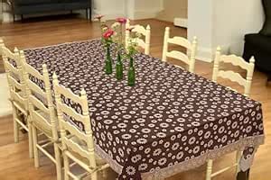 Buy CASA-NEST PVC Waterproof Table Cover Brown Flower Design Upto 2-4 ...