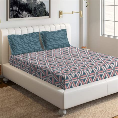 Buy DDECOR - Polaris 100% Cotton Fitted Bedsheet with 2 Pillow Covers ...